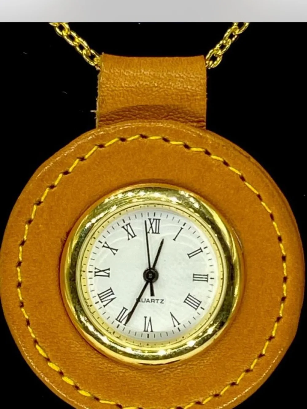 Ladies * Tan Leather Pendant Watch Necklace  ***